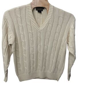 Vintage Eddie Bauer Cable Knit Cream Sweater Size Women's Size‎ X-Large XL